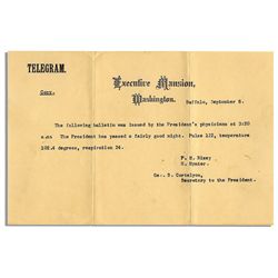 Official Telegram Declaring President William McKinley's State of Health Two Days After He Was Shot 