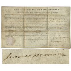 James Monroe Land Grant Signed as President in 1823