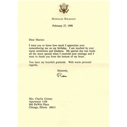 Ronald Reagan Typed Letter Signed -- ''...I want to thank you from the bottom of my heart...''