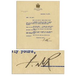 Franklin D. Roosevelt 1930 Typed Letter Signed as Governor of New York -- Mentioning Prohibition