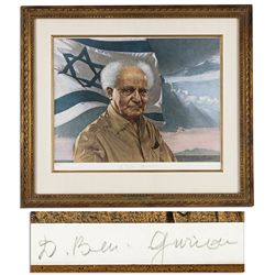 Large Signed Limited Edition Lithograph of First Israeli Prime Minister David Ben-Gurion Signed