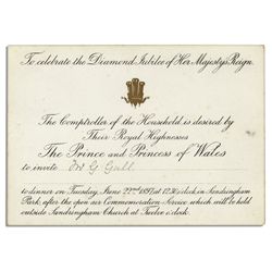 Queen Victoria Diamond Jubilee Invitation From 1897