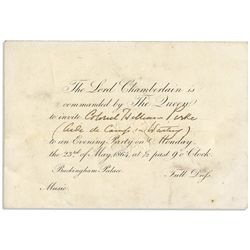 Rare Queen Victoria 1864 Invitation to Buckingham Palace