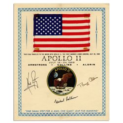 Exceptionally Scarce Apollo 11 Flag Flown to the Moon -- Signed by Armstrong, Aldrin & Collins