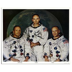 Apollo 11 Crew Signed 10'' x 8'' Photo -- Neil Armstrong, Buzz Aldrin & Michael Collins