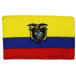 Apollo 15 Flown 6'' x 4'' Ecuador Flag -- Signed & Inscribed ''Flown to the Moon on Apollo 15 Al Wor