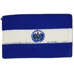 Apollo 15 Flown 6'' x 4'' El Salvador Flag -- Signed & Inscribed ''Flown to the Moon on Apollo 15 Al