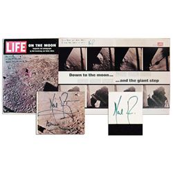 Neil Armstrong Twice-Signed LIFE Magazine Featuring His Autograph Inscription About The Moon -- ''..