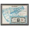 Image 1 : Gemini 3 Space-Flown $2 Bill Signed by Gus Grissom & John Young -- Mounted to a COA Also Signed by G