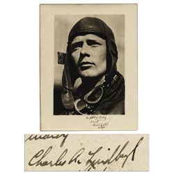 Excellent & Large Charles Lindbergh Signed 11'' x 14'' Photo