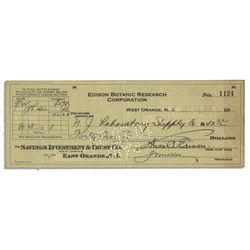 Thomas Edison Check Signed