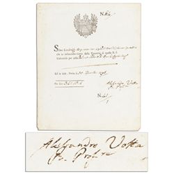 Famed Italian Inventor of the Battery Alessandro Volta Document Signed