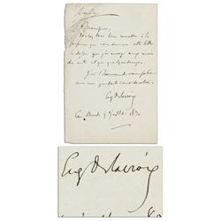 Autograph Letter Signed by French Artist Eugene Delacroix