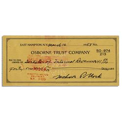 Jackson Pollock Check Signed to Pay His Taxes in 1953, Three Years Before His Untimely Death at Age 