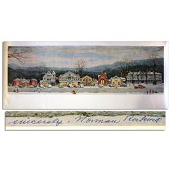 Master of Americana, Norman Rockwell Signed Print of His Well-Known Piece ''Stockbridge Main Street 