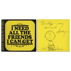 Charles Schulz ''Peanuts'' Book With Hand-Drawn Sketch of Charlie Brown