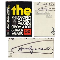 Andy Warhol Signed First Edition of His Book With Dustjacket -- ''The Philosophy of Andy Warhol (Fro