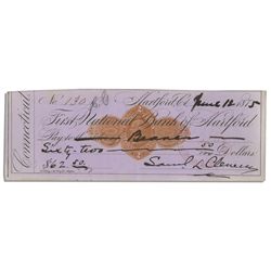 Mark Twain Check Signed as Samuel Clemens