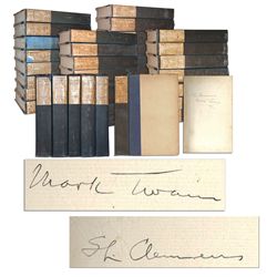 ''The Writings of Mark Twain'' 37 Volume Set -- Signed Both ''S.L. Clemens'' and ''Mark Twain'' to V