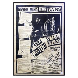 Scarce Sex Pistols Poster for Their Final Tour in the UK -- Poster Full of Quotes by Venues Stating 