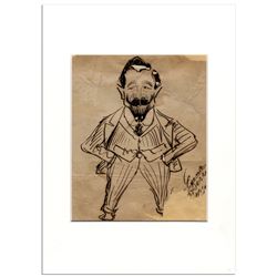 Opera Singer Enrico Caruso Hand-Drawn & Signed Caricature -- Caruso Draws Himself as Character ''Fla