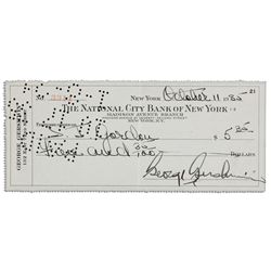 George Gershwin Personal Check Signed