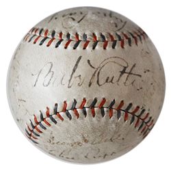 Babe Ruth Signed 1933 Yankees Ball -- Also Signed by 20 Players on the 1933 Yankees Including Lou Ge