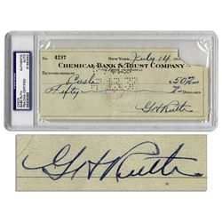 Babe Ruth Check Signed From 1937 -- PSA/DNA Encapsulated