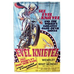 Huge Poster Promoting Evel Knievel at Wembley Stadium 26 May 1975 -- The Show That Broke His Pelvis 