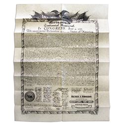 1876 Centennial Broadside Print of The Declaration of Independence