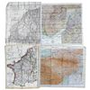 Image 1 : Lot of 4 WWII Escape Maps Printed on Silk & Issued to U.S. Air Force Pilots