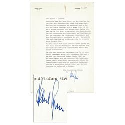 Albert Speer Letter Signed About Hitler -- ''...Napoleon is positively fundamentally different from 