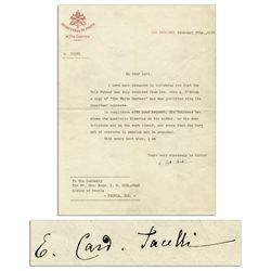 Pope Pius XII Typed Letter Signed