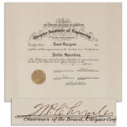 Walter P. Chrysler Document Signed