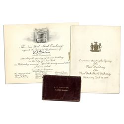 1903 Invitation & Program to the Opening of The New York Stock Exchange's New Building at 18 Broad S