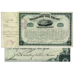 John D. Rockefeller Standard Oil Trust Stock Certificate Signed as President of the Company -- 1889