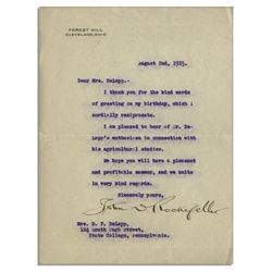 John D. Rockefeller Typed Letter Signed -- ''...have a pleasant and profitable summer...''