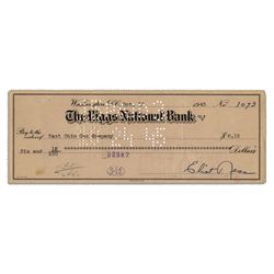 Eliot Ness Signed Check -- Rare
