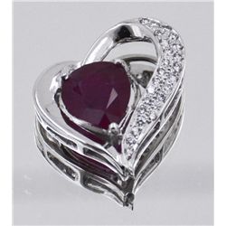 Nat. Ruby 2.70ct w/ Diamond Heart Shape Pendant