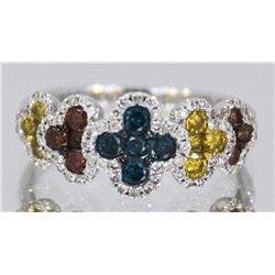 14kt White Gold Fancy Rainbow Flower Ring