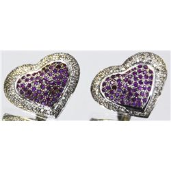 Diamond Ruby Heart Shaped Earrings