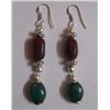 Image 1 : 10.180g Earring of Emerald and Ruby Sterling Silver