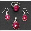 Image 1 : 6.130g Set of Ring,Earring & Pendant of Ruby Sterling Silver