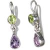 Image 1 : 3.80g Earring of Peridot and Amethyst Sterling Silver