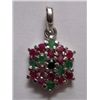 Image 1 : 4.320g Pendant of Emerald,Sapphire and Ruby in Silver