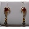 Image 1 : Earring of Diamond 0.35 Ctw, Ruby 0.72 Ctw in 3.95g 14kt Yellow Gold