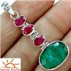 Image 1 : 4.70g Pendant of Emerald and Ruby Sterling Silver