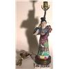 Image 1 : FAMILLE ROSE DECORATED CHINESE PORCELAIN FIGURAL TABLE LAMP, first  half 20th century, on embosse…