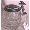 Image 1 : BAVARIAN MOULDED CRYSTAL, PEWTER AND ENAMEL HALF LITER TANKARD,  early 20th century, the enameled…