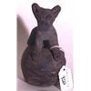 Image 1 : PRE-COLUMBIAN ECUADORIAN SPHERICAL BLACKWARE FIGURAL VESSEL, having  a modeled feline on top; 5-1…